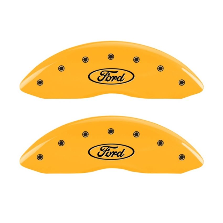 MGP 10232FFRDYL Front set 2 Caliper Covers Engraved Front Oval logo/Ford Yellow finish black ch