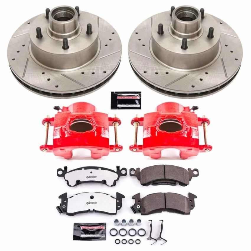 PowerStop KC2908-26 Z26 Street Performance Ceramic Brake Pad, Drilled Slotted Rotor, and Caliper Kit
