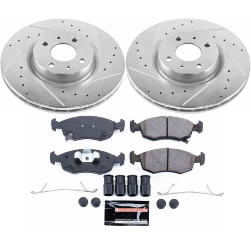 PowerStop K7168 Z23 Daily Driver Carbon-Fiber Ceramic Brake Pad and Drilled & Slotted Rotor Kit