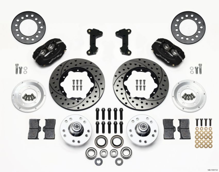 Wilwood 140-11017-D Forged Dynalite Front Kit 11.00in Drilled 74-80 Pinto/Mustang II Disc Spindle only