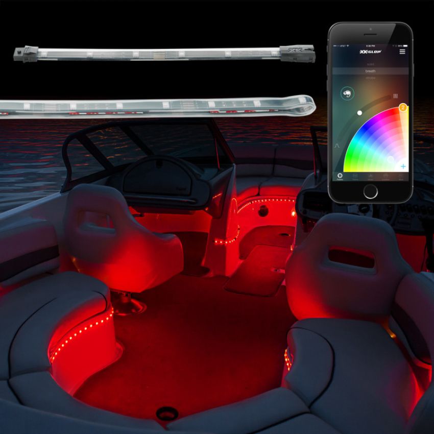 XKGLOW XK-BOAT-ADV-DM XK Glow XKchrome Boat Strip Advanced Kit w/ Dual-Mode Dash Mount Controller 6x36In + 6x9In
