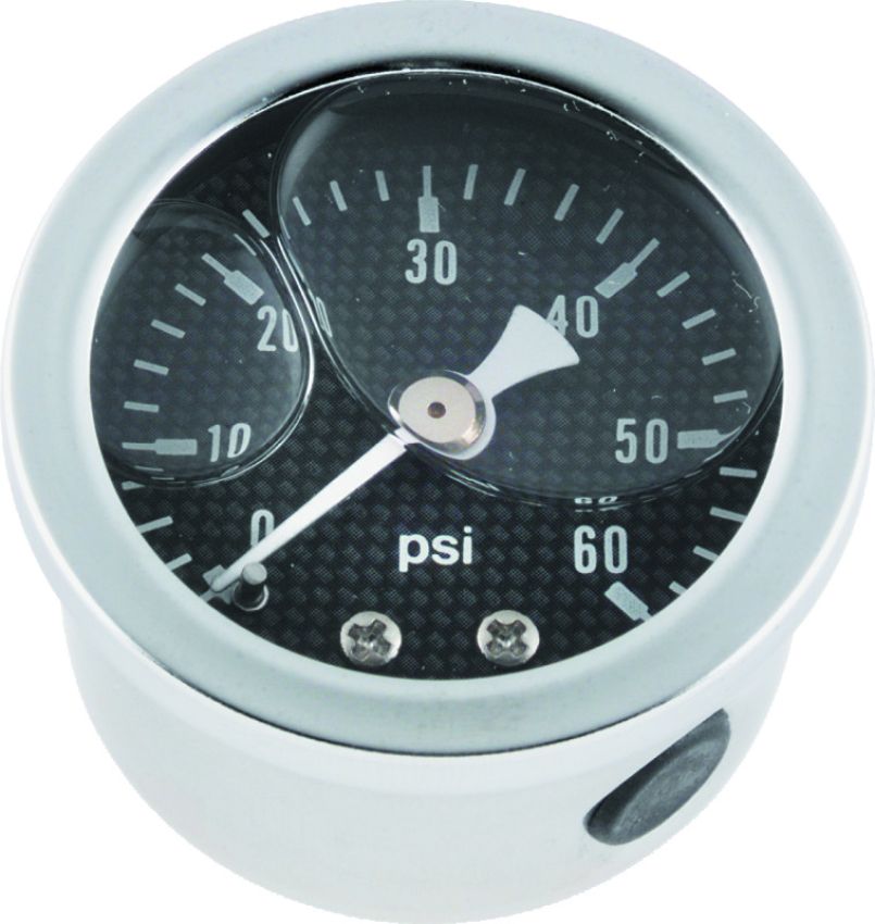 Bikers Choice 496455 0-60 PSI Oil Pressure Gauge Carbon Face Stainless Bezel Liquid Filled Universal Custom