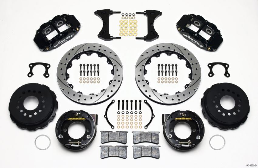 Wilwood 140-9220-D Narrow Superlite 4R Rear P-Brk Kit 12.88in Drilled Small Ford 2.50in Offset