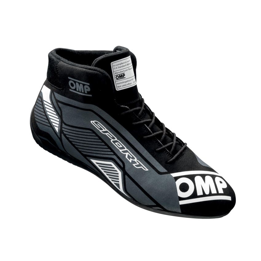 OMP RACING, INC. OMPIC0-0829-A01-076-45 OMP SPORT SHOES FIA 8856 -2018 BLACK / WHITE SZ.