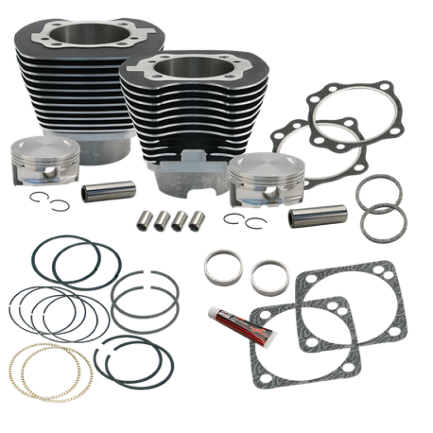 S&S Cycle 910-0227 99-06 BT 4 1/8in Bore Cylinder & Pistons Kit For Early Production S&S T117 Engine - WBlack