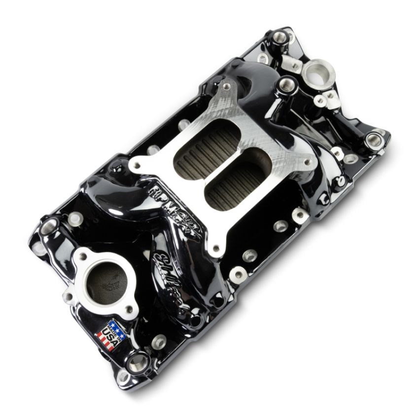 Edelbrock 7501-BP Chevy Small Block Performer RPM AIR-Gap Intake Manifold Black Plasma Finish