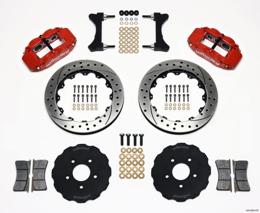 Wilwood 140-9284-DR Narrow Superlite 6R Front Hat Kit 13.06in Drilled Red Mitsubishi EVO VIII