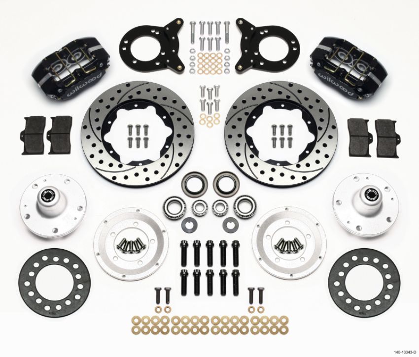 Wilwood 140-13343-D Dynapro Dust-Boot Front Kit 11.00in Drilled 1965-1969 Mustang Disc & Drum Spindle