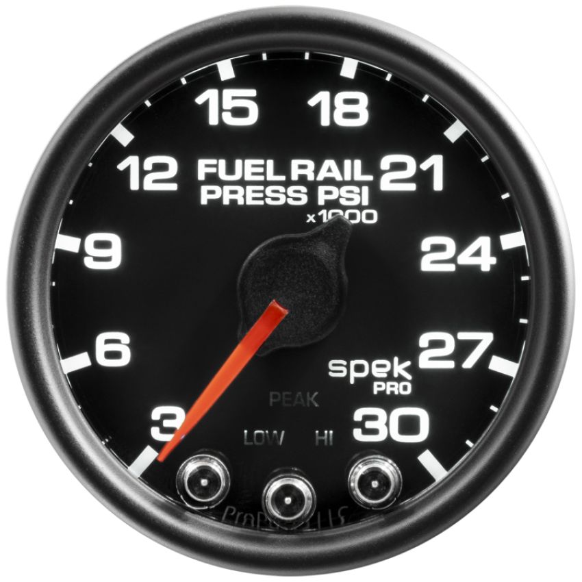 AutoMeter P32132 Spek-Pro Gauge Rail Press 2 1/16in 30Kpsi Stepper Motor W/Peak & Warn Blk/Blk