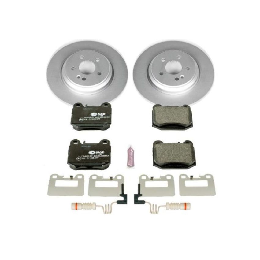 PowerStop ESK5261 Genuine Geomet Coated Rotors, ECE-R90 Brake Pads + Hardware Kit