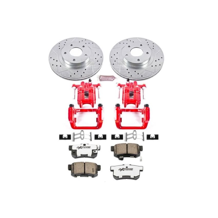 PowerStop KC2308-26 Z26 Street Performance Ceramic Brake Pad, Drilled Slotted Rotor, and Caliper Kit