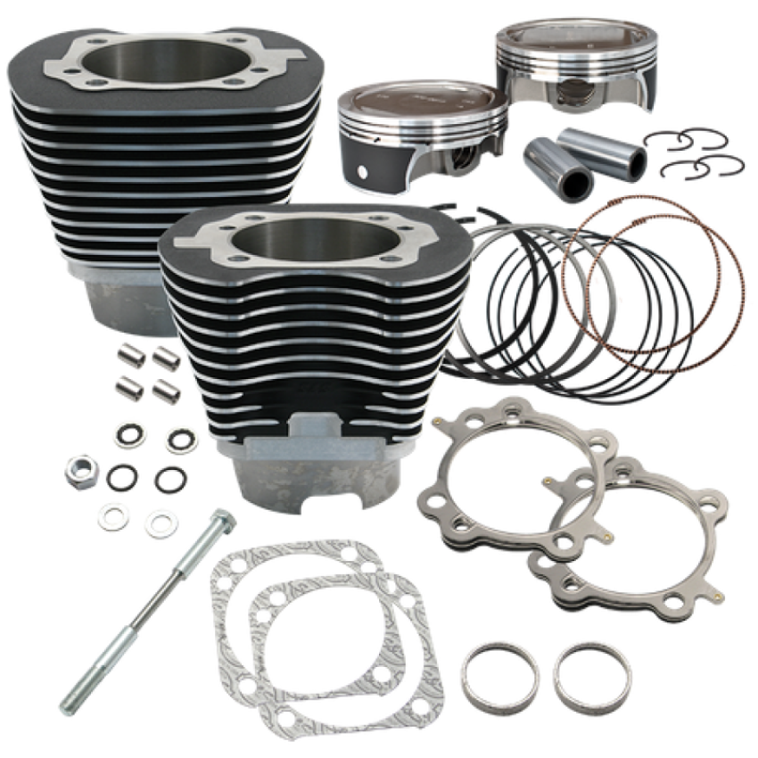 S&S Cycle 910-0324 07-16 BT 124in Low Compression 4-1/8in Big Bore Kit - Wrinkle Black