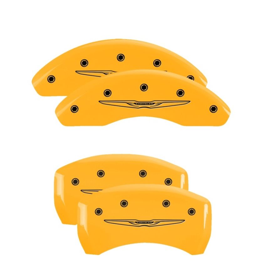 MGP 32023SCW2YL 4 Caliper Covers Engraved Front & Rear Style 2/Chrysler Wing Yellow finish black ch