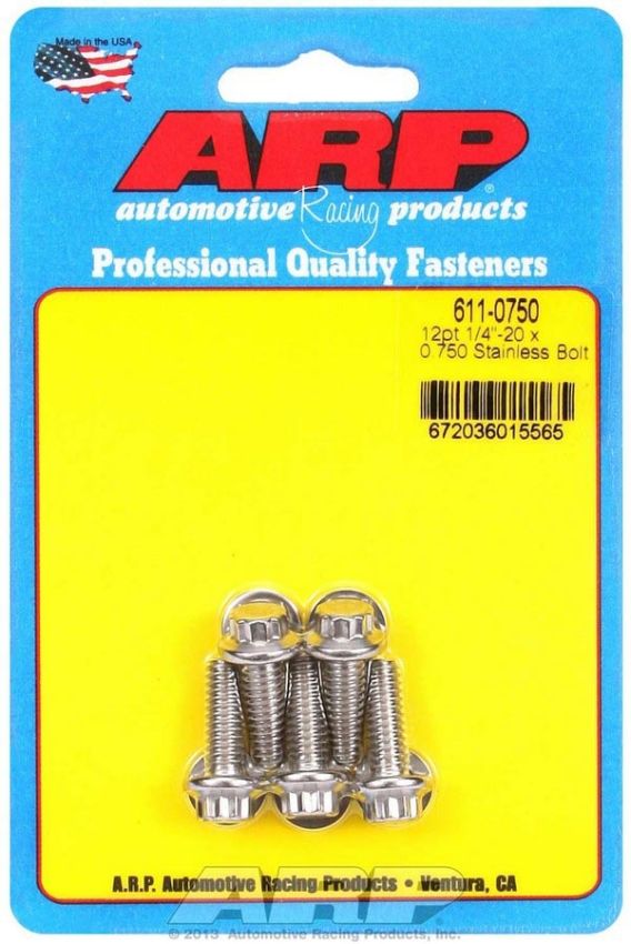 ARP ARP611-0750 S/S Bolt Kit - 12pt. (5) 1/4-20 x .750