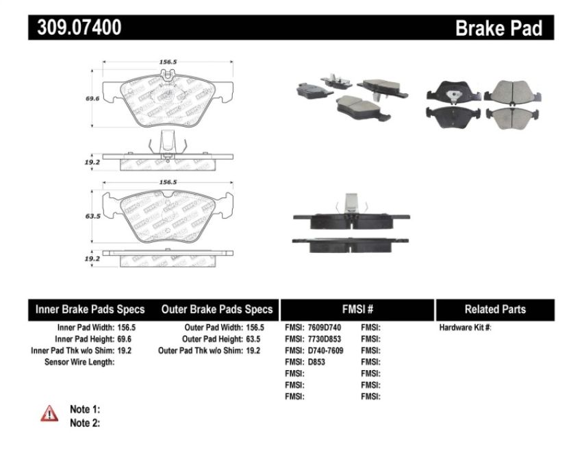 Stoptech 309.07400 Performance Brake Pads