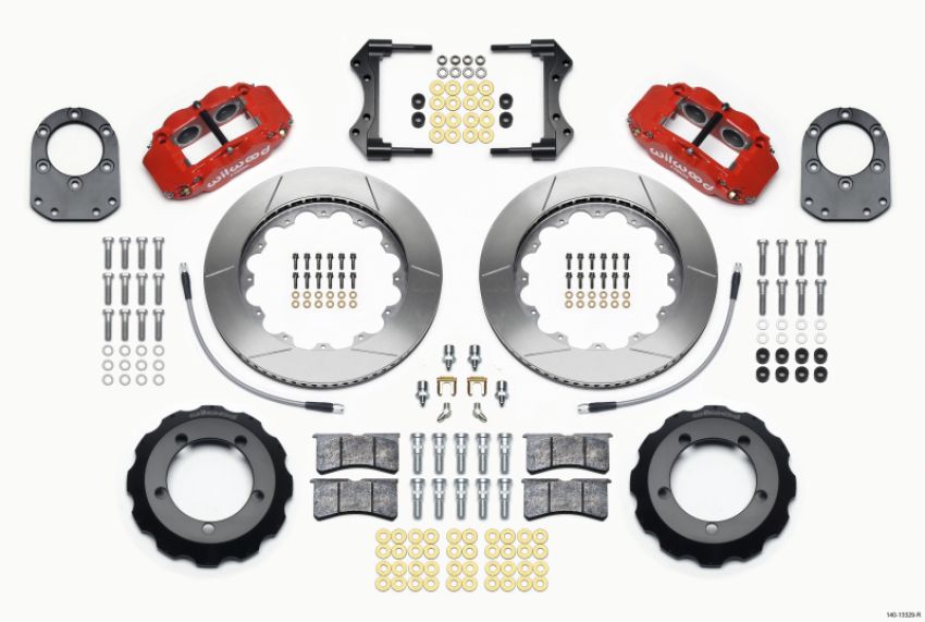 Wilwood 140-13329-R Narrow Superlite 4R Front Hat Kit 14.00in Red 66-75 Ford Bronco Dana 30/44 w/Lines