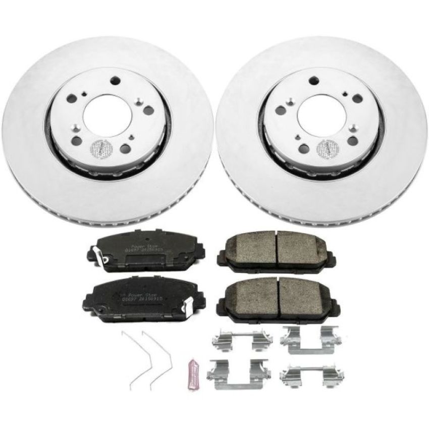 PowerStop CRK6955 Genuine Geomet Coated Rotor and Low-Dust Ceramic Brake Pad Kit