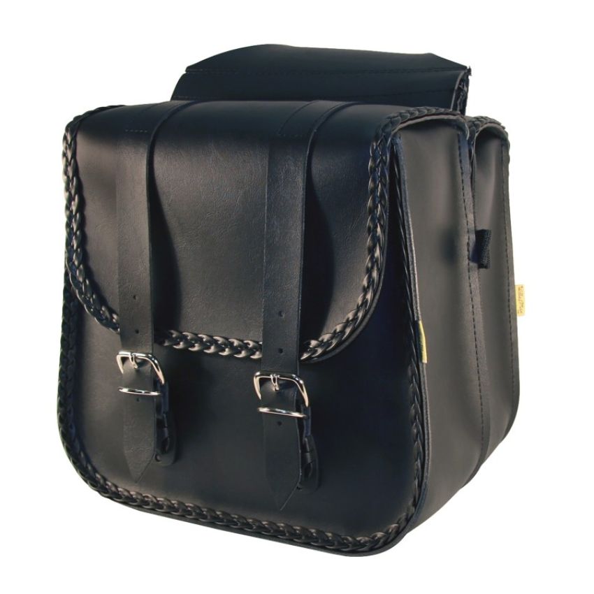 Willie & Max 58230-20 Universal Braided Straight Saddlebags (10.5 in L x 11.5 in W x 4 in H) - Black