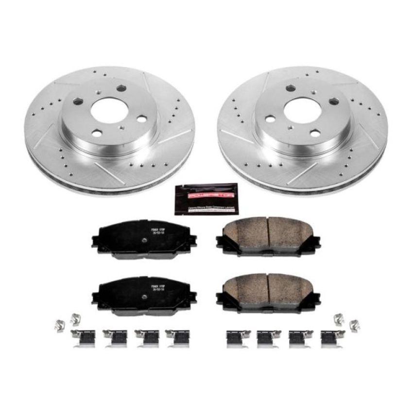 PowerStop K5863 Z23 Daily Driver Carbon-Fiber Ceramic Brake Pad and Drilled & Slotted Rotor Kit