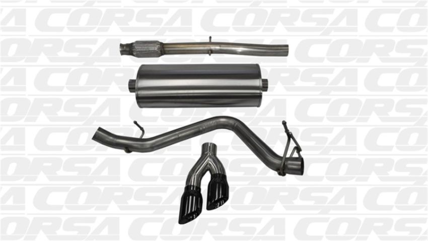 CORSA Performance 14874BLK Corsa 14-19 GMC Sierra/Chevy Silv 1500 Crew Cab/Std. Bed 5.3L V8 Black Sport Single Side CB Exhaust