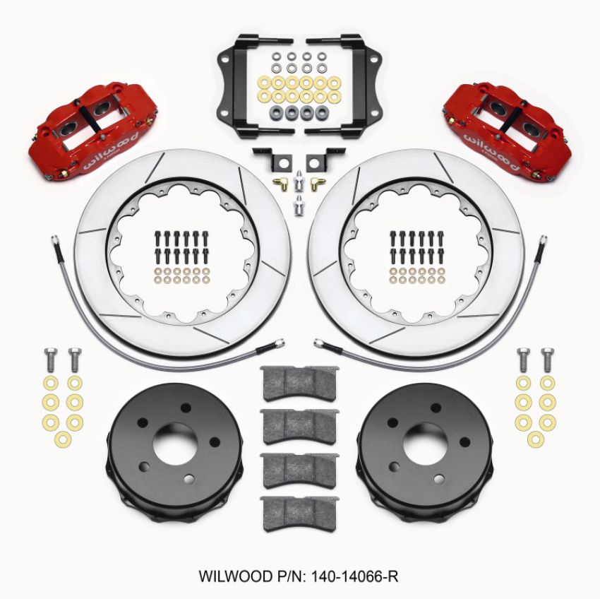 Wilwood 140-14066-R Narrow Superlite 4R Rear Kit 14.00in Red 2007-up Jeep JK w/Lines