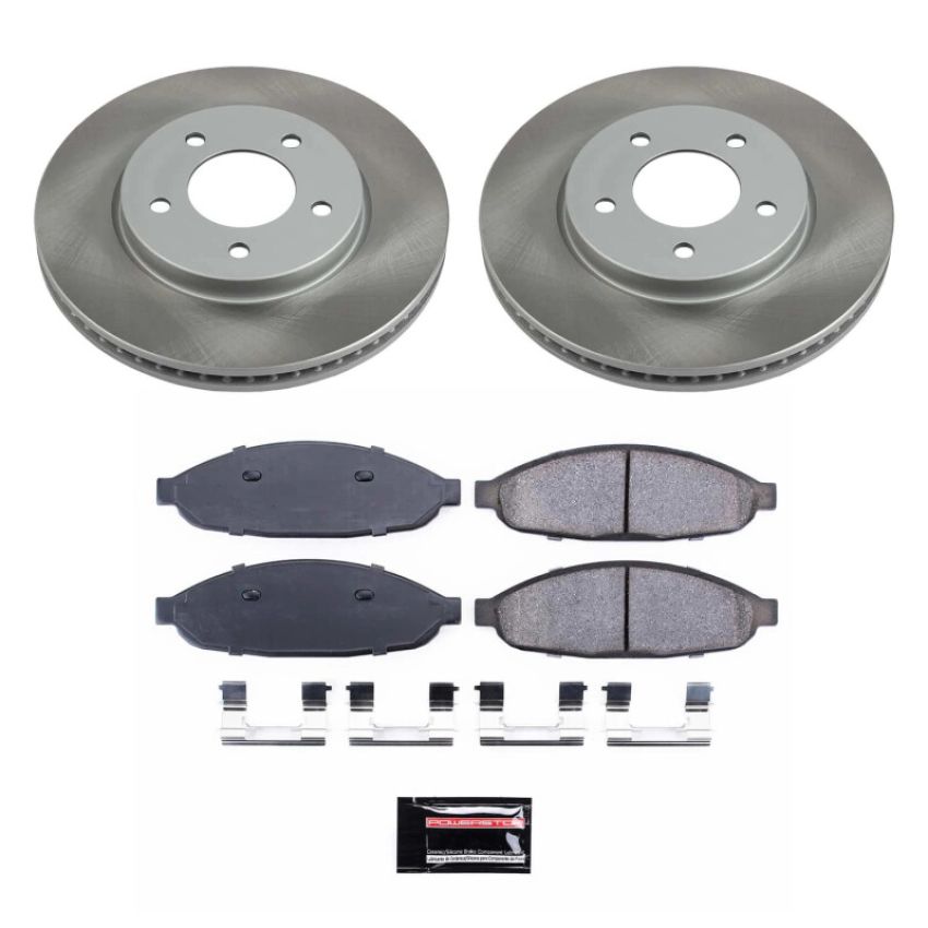 PowerStop SC3009 Semi-Coated Rotor and Low-Dust Ceramic Brake Pad Kit