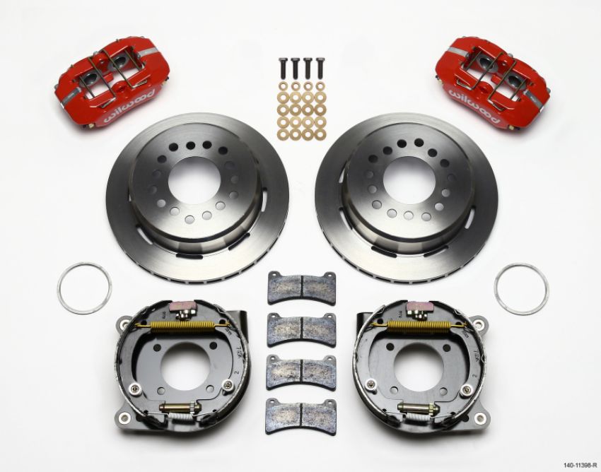 Wilwood 140-11398-R Dynapro Low-Profile 11.00in P-Brake Kit - Red Chevy 12 Bolt 2.75in Off w/ C-Clips