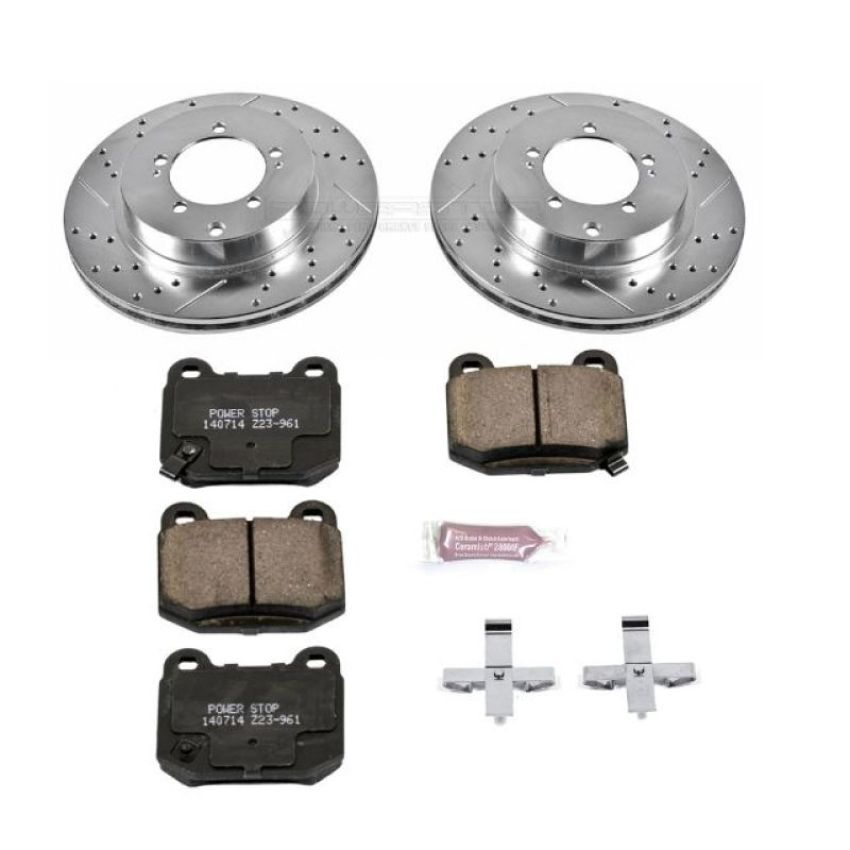 PowerStop K156 Z23 Daily Driver Carbon-Fiber Ceramic Brake Pad and Drilled & Slotted Rotor Kit