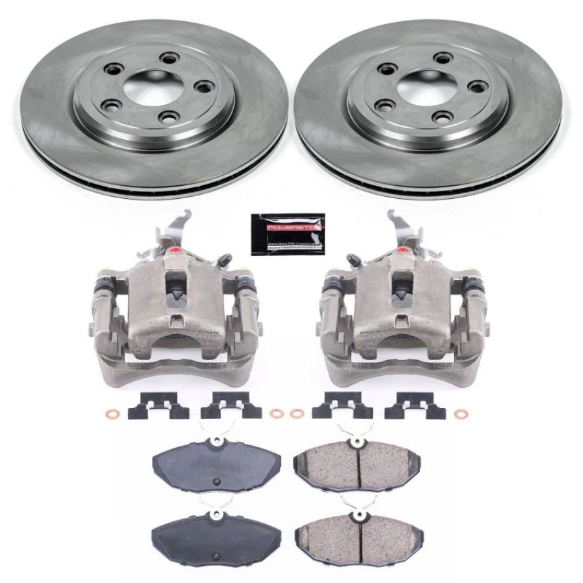 PowerStop KCOE1361A OE Stock Replacement Low-Dust Ceramic Brake Pad, Rotor and Caliper Kit