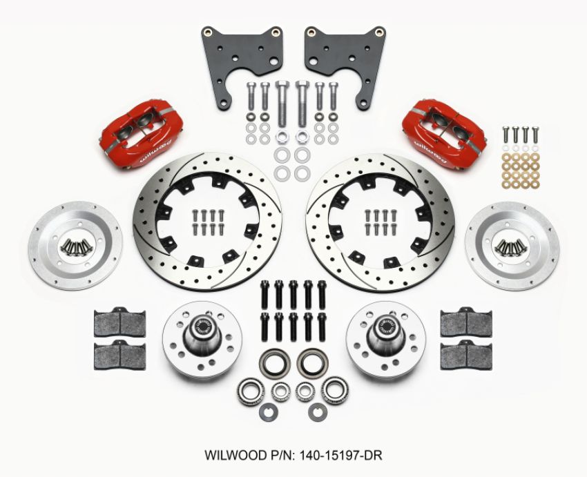 Wilwood 140-15197-DR Forged Dynalite Front Kit 12.19in Drill Red 65-72 CDP C Body -Drum
