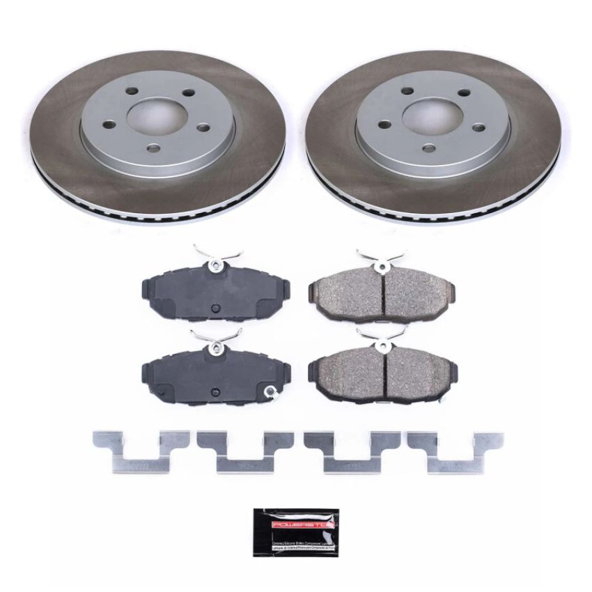 PowerStop SC4749 Semi-Coated Rotor and Low-Dust Ceramic Brake Pad Kit