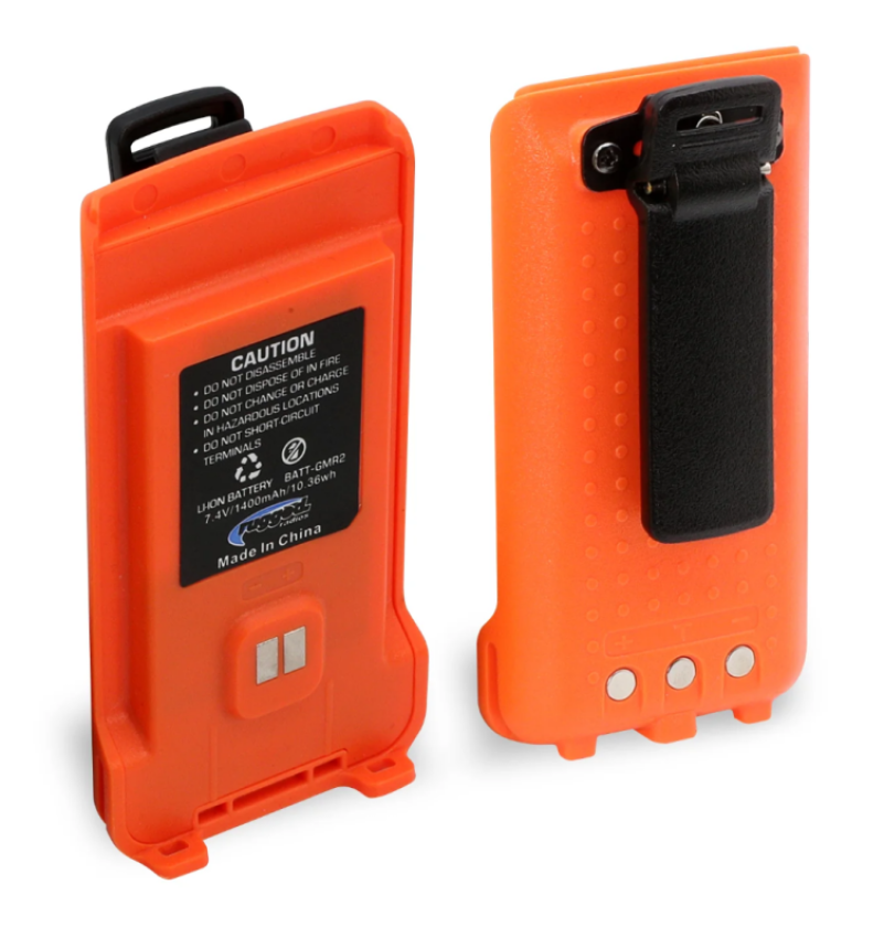 Rugged Radios BAT-GMR2-ORN GMR2 Replacement Battery with 12v Charge Port and Belt Clip Safety Orange