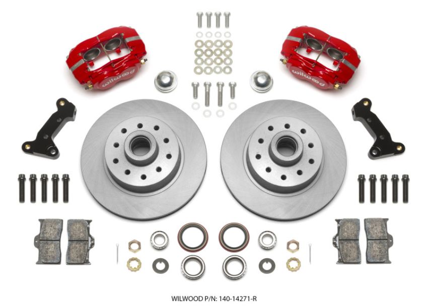 Wilwood 140-14271-R Forged Dynalite Front Kit 11.03in 1 PC Rotor&Hub - Red 74-80 Pinto Disc Spindle only