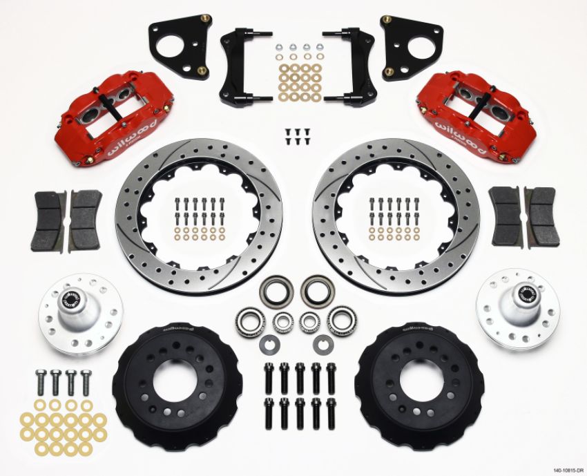 Wilwood 140-10815-DR Narrow Superlite 6R Front Hub Kit 12.88in Drilled Red 62-72 CDP B & E Body-Drum