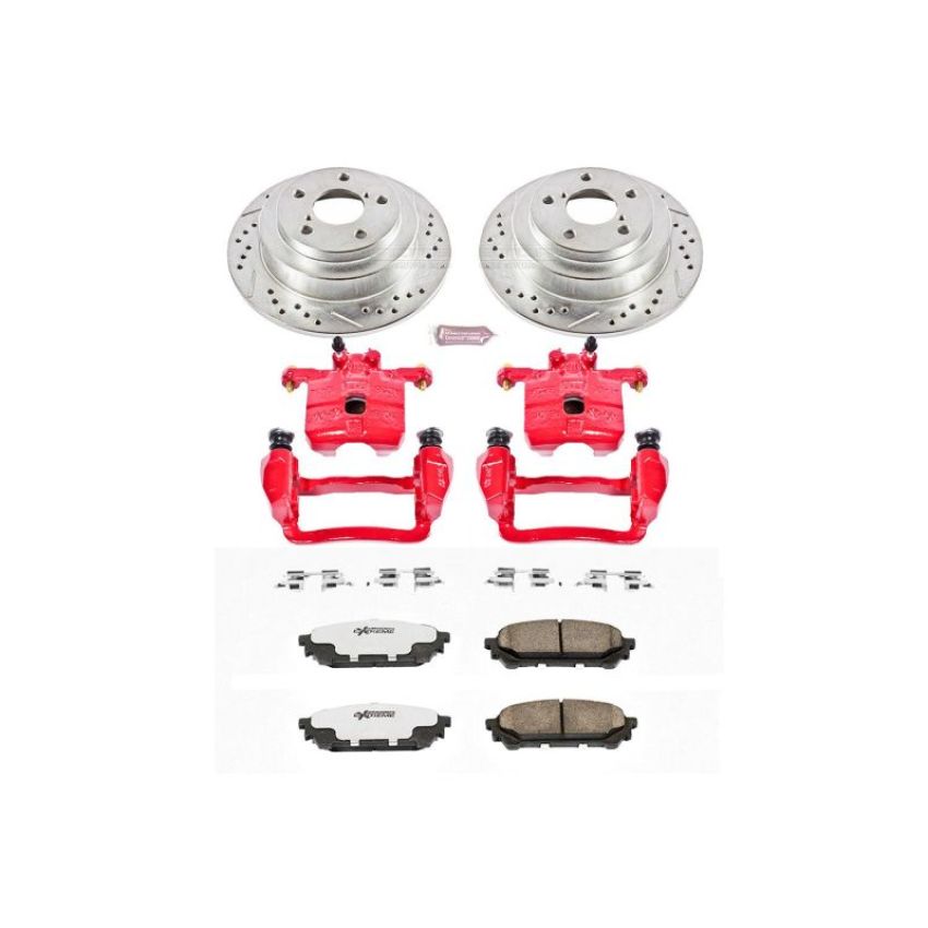 PowerStop KC447-26 Z26 Street Performance Ceramic Brake Pad, Drilled Slotted Rotor, and Caliper Kit