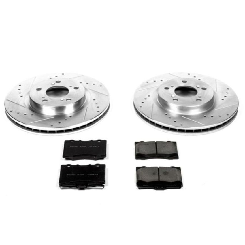 PowerStop K4606 Z23 Daily Driver Carbon-Fiber Ceramic Brake Pad and Drilled & Slotted Rotor Kit