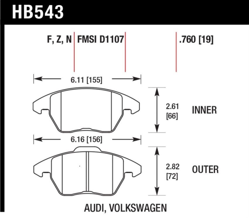 Hawk Performance HB543N.760 HP Plus Disc Brake Pad