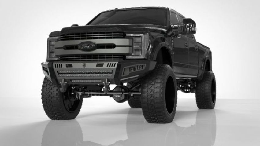 Road Armor 6174DF-B1-P3-MR-BH-B iDentity Front Bumper Shackles/Wide End Pods/X3 Cube/ Accent Lights Beauty Ring - BLK Powder Coat