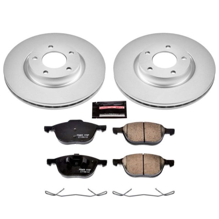 PowerStop CRK125 Genuine Geomet Coated Rotor and Low-Dust Ceramic Brake Pad Kit