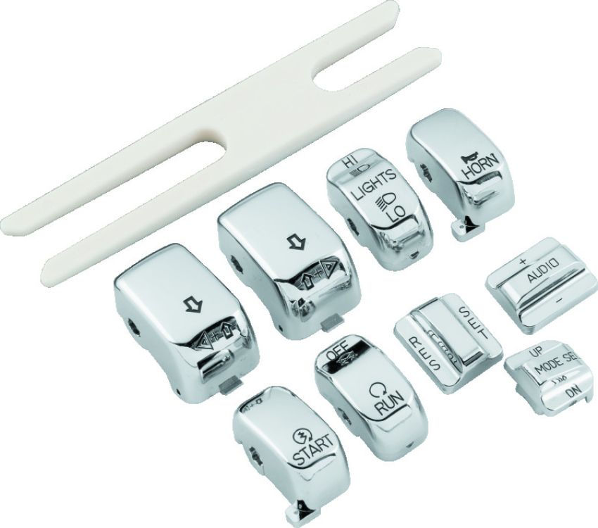 Bikers Choice 482835 96-16 FLHT FLHR 06-16 FLHX Chrome Switch Cap Kit Replaces H-D 71816-09