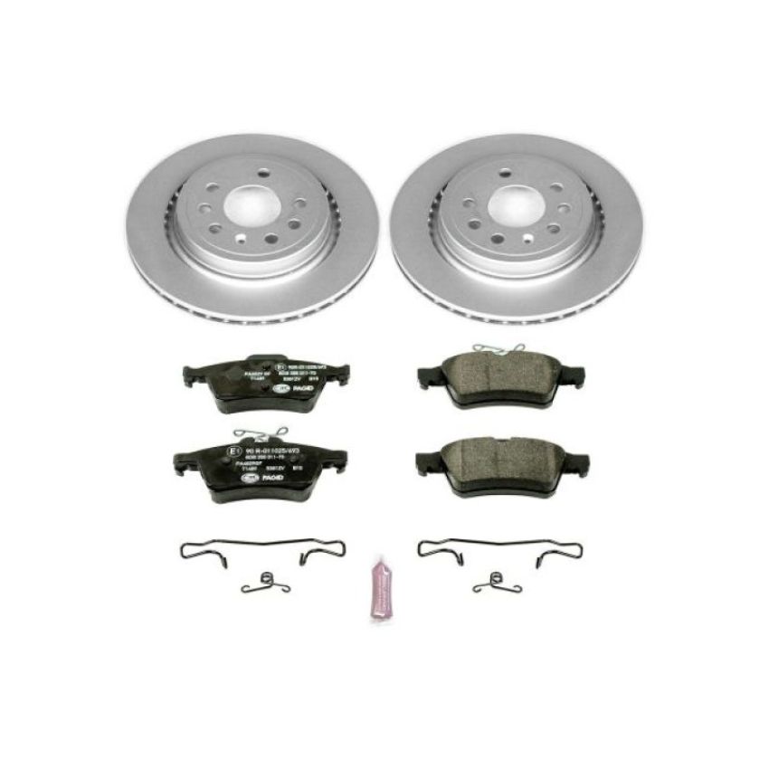 PowerStop ESK983 Genuine Geomet Coated Rotors, ECE-R90 Brake Pads + Hardware Kit
