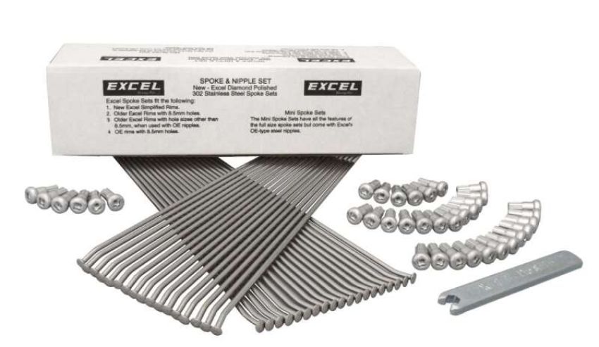 Excel XS8-48197 Rear Spoke/Nipple Set (w/ Wrench) - 8 Gauge / 36 Qty - Silver