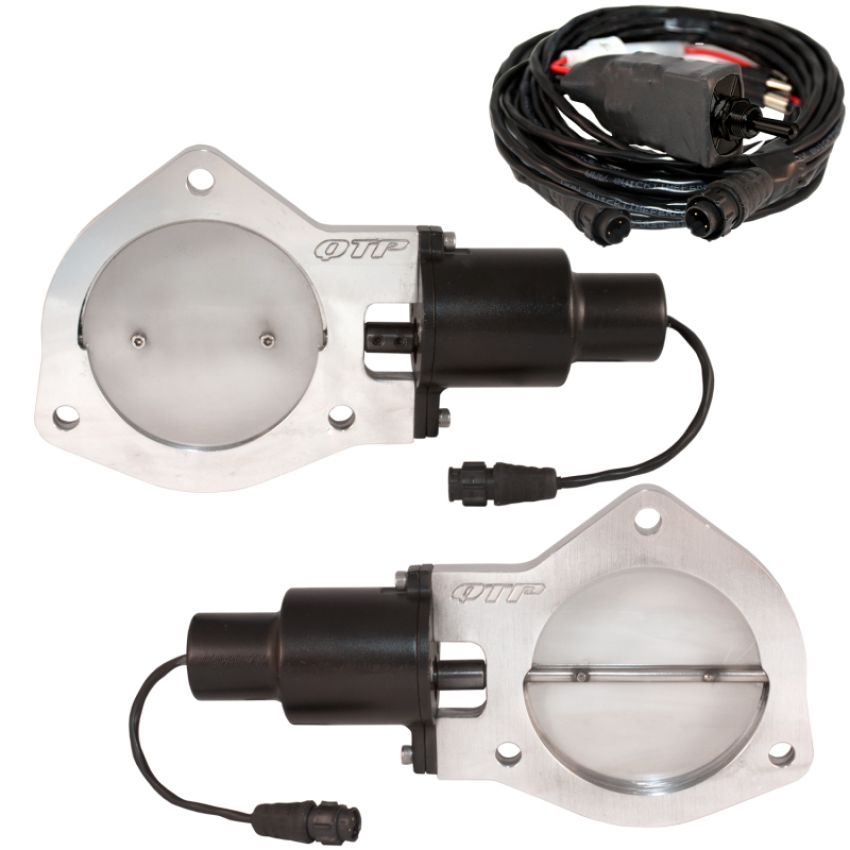QTP QTEC80 4in Bolt-On QTEC Dual Electric Cutout Valves - Pair