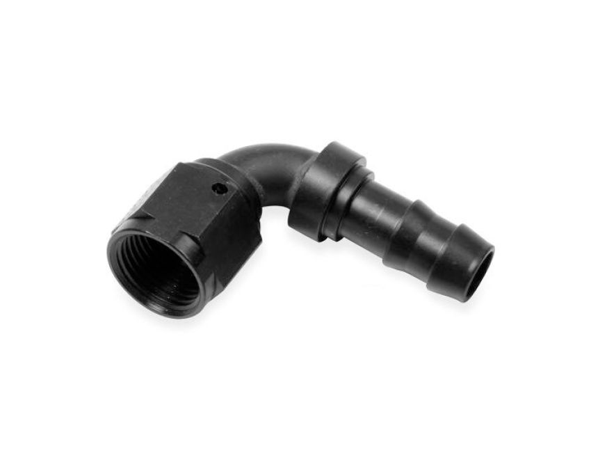 EARLS EARAT709167ERL 6an 90-Deg to 3/8 Male Barb Hose End - Black