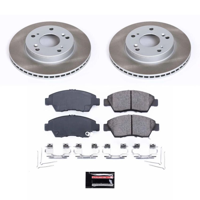 PowerStop SC6317 Semi-Coated Rotor and Low-Dust Ceramic Brake Pad Kit
