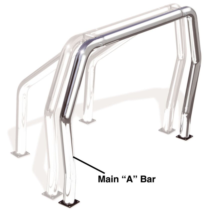 Go Rhino 98001C RHINO Bed Bar - Front Main A bar - Chrome