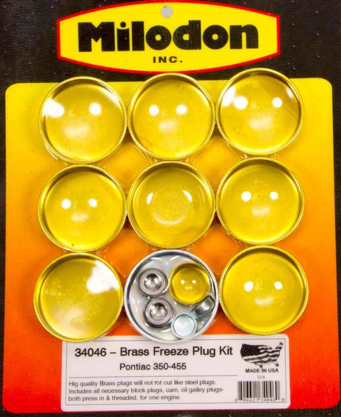 MILODON MIL34046 Pontiac V8 Brass Freeze Plug Kit