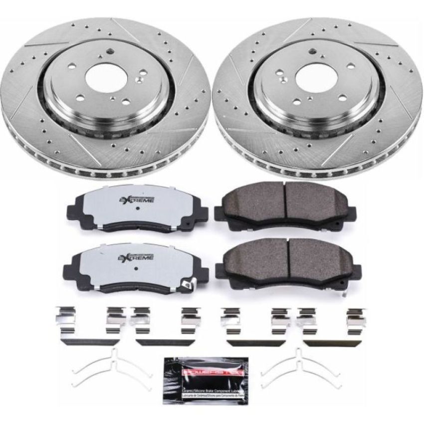 PowerStop K7214-36 Z36 Truck and SUV Carbon-Fiber Ceramic Brake Pad and Drilled & Slotted Rotor Kit