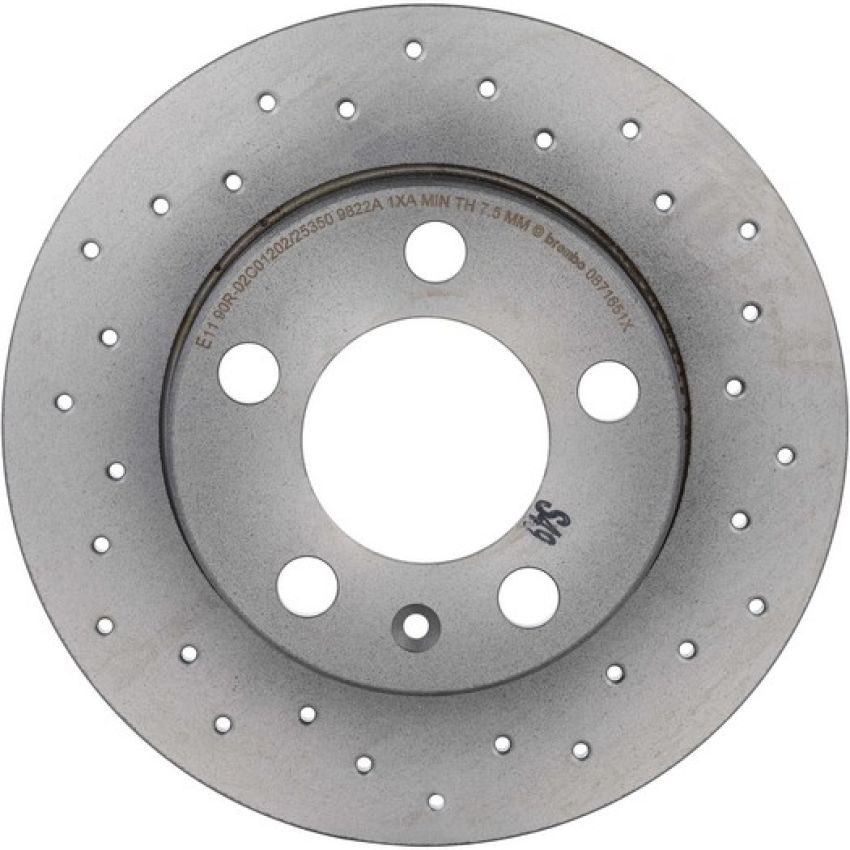 Brembo 08.7165.1X Premium UV Coated Rear Xtra Cross Drilled Brake Rotor