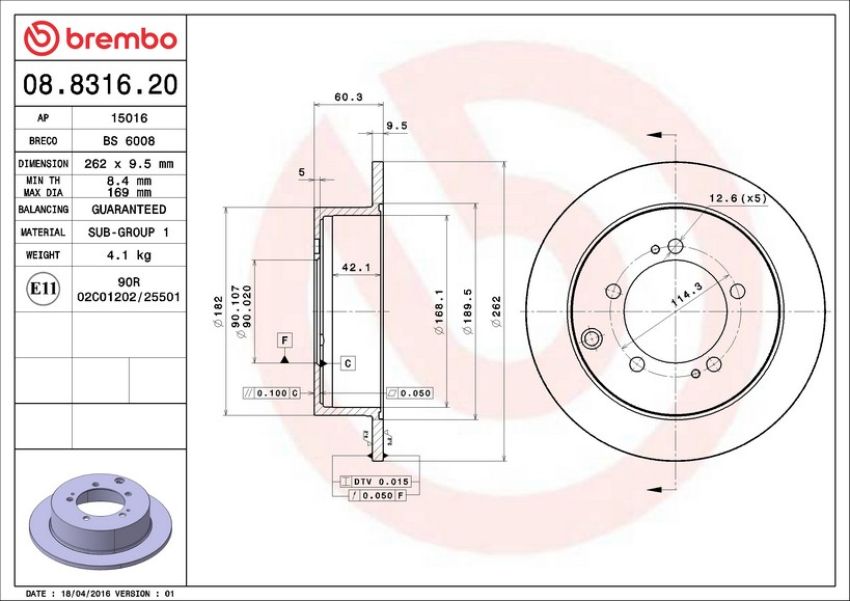 Brembo KT00839 Brembo ceramic brake pad and standard solid  brake disc kit